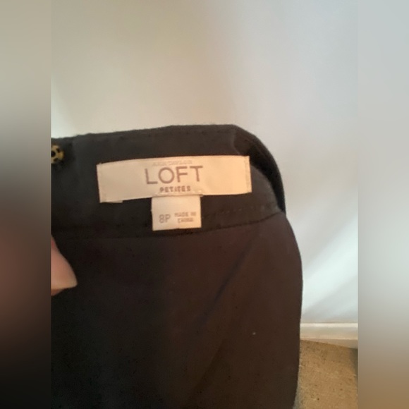 LOFT Navy & Cream striped pleated skirt. Sz 8P - Picture 5 of 5